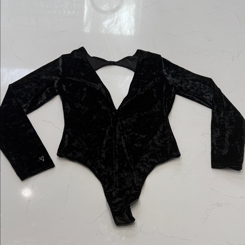 Victoria's Secret Black Velvet Bodysuit NWT size M/L